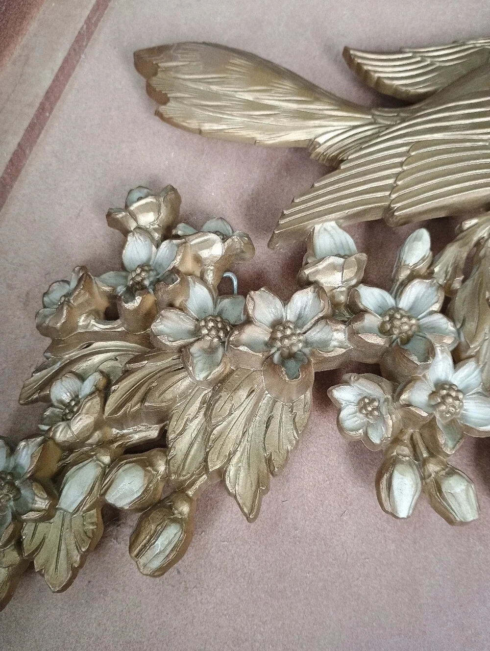 Vintage Syroco golden birds & dogwood wall art 1970s